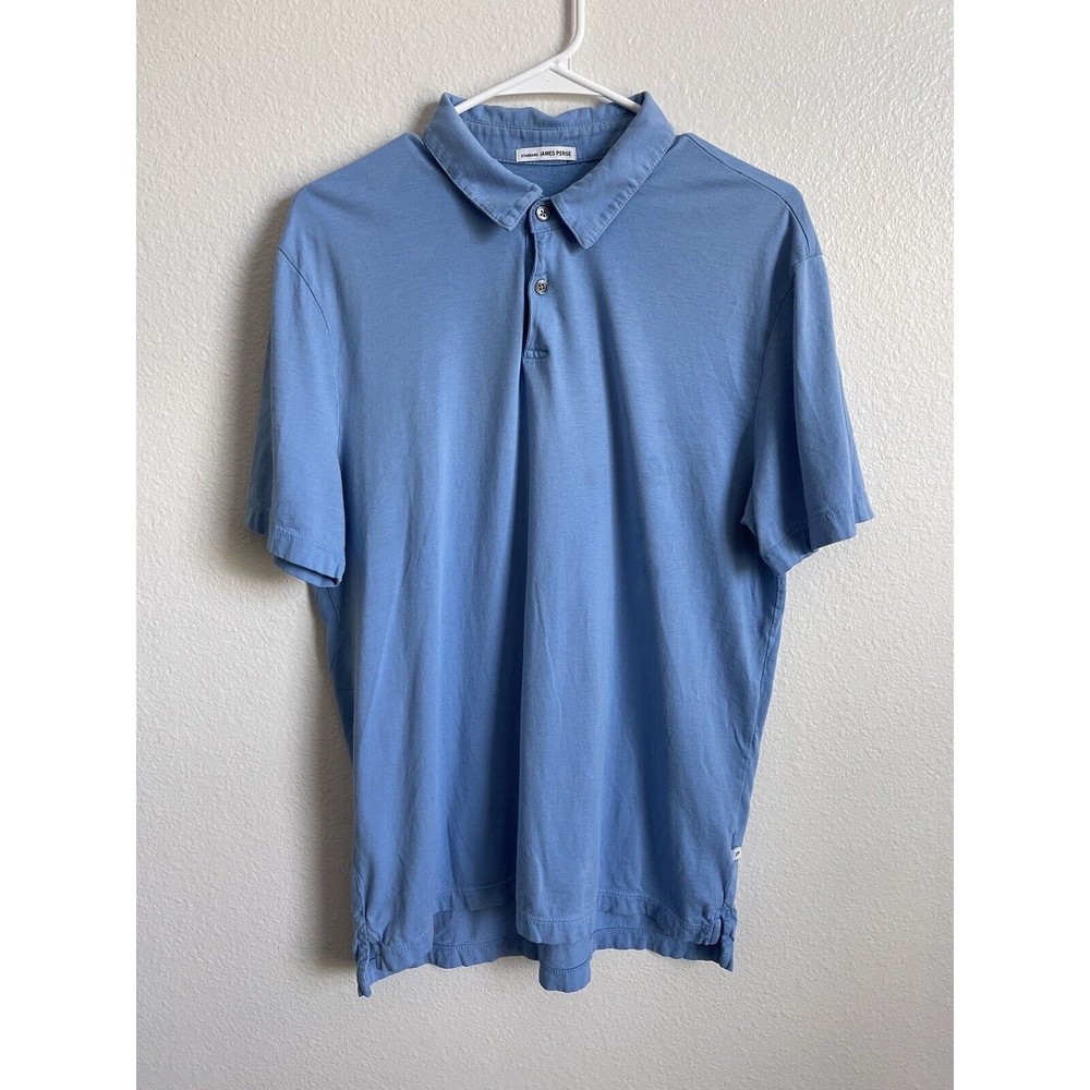James Perse Polo Shirt Men’s Size 2 Standard Short Sleeve Supima Cotton Blue USA